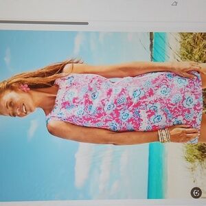 Lilly Pulitzer Ginge Shift Romper in Roxie Pink/Wave N Sea NWT Size 6